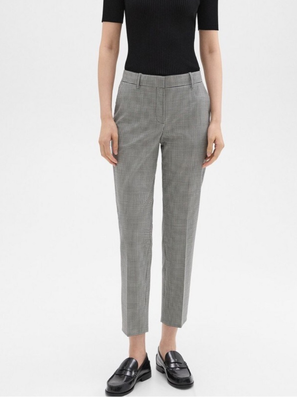 Theory Womens Treeca Pant In Plaid Stretch Wool Slim Trousers, Size 00